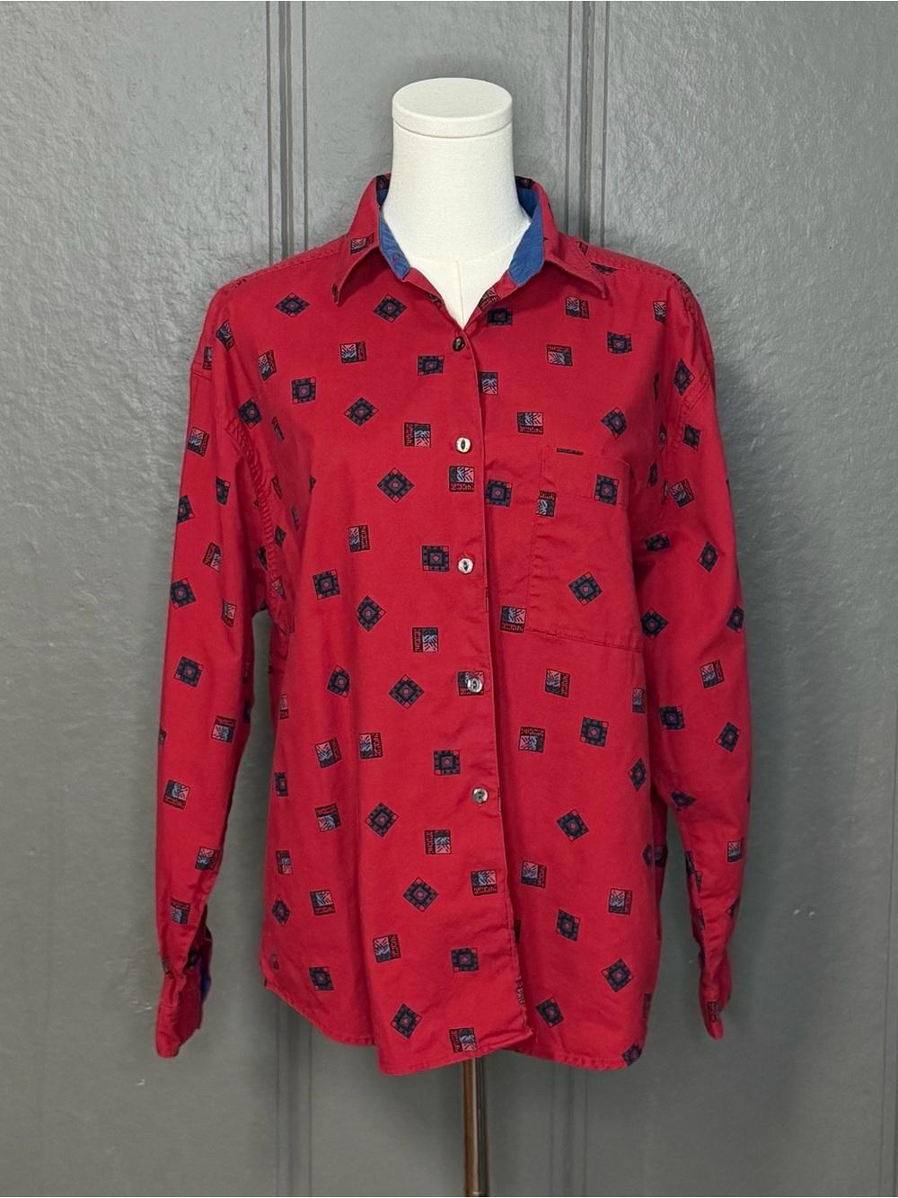 Vintage Kyoto Kasuals Red Button Down Shirt
